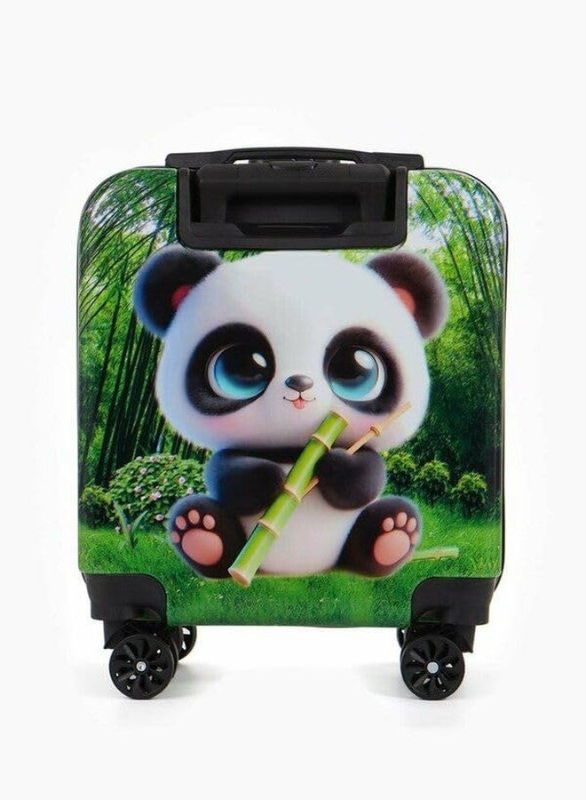 SHAMAX حقيبة سفر للأطفال من شاماكس®، ذات هيكل صلب وعجلات دوارة | حقيبة سفر خفيفة الوزن للبنات، مناسبة للسفر والرحلات المدرسية، حقيبة يد، عجلات 360 درجة ومقبض قابل للتعديل (أخضر) (أطفال/أمتعة/باندا) - Image 2